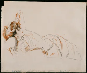 Eine elegante Dame liegend