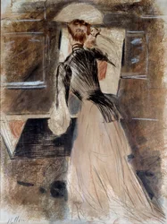 Ganzkörperporträt von Madeleine Carlier. Paul Helleu (1859-1927), 20. Jahrhundert. Bayonne, Musee Bonnat