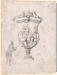 Figurenstudien um eine Gravur einer Zier-Vase