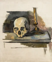Stillleben mit Schädel und Kerzenhalter, um 1900