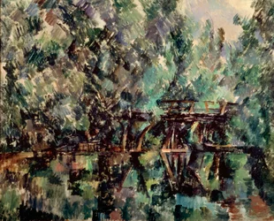 Eine Brücke über einen Teich, um 1898