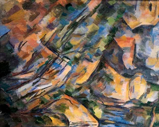 Felsen nahe den Höhlen über Chateau Noir, Detail. Gemälde von Paul Cézanne (1839-1906)