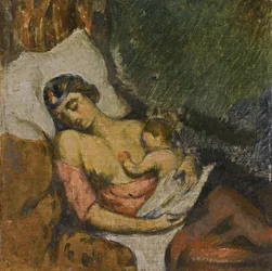 Frau stillt ihr Kind, ca. 1872