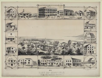 Nr. 4. Ansicht von Honolulu. Von der katholischen Kirche.