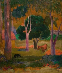 Landschaft mit Schwein und Pferd