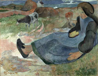 Sitzendes bretonisches Mädchen