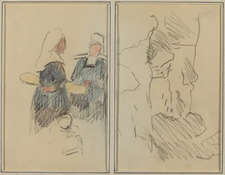 Zwei bretonische Frauen; Landschaft [recto]