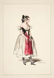 MILCHMÄDCHEN. Haube aus Satin und Spitze. ...