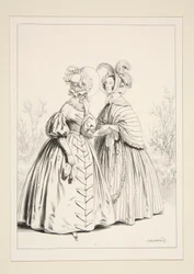 Kleid aus Popeline mit passendem Mantel, verziert mit Fransen