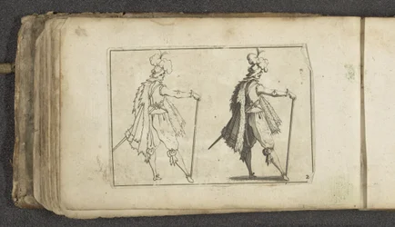 Schauspieler mit gefiederter Mütze, in zweifacher Ausführung