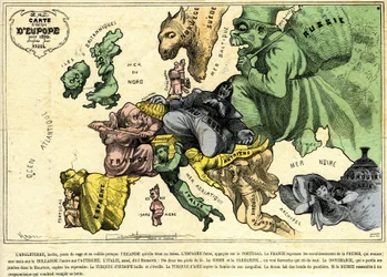 Humoristische Karte Europas für 1870