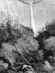 Wasserfall, Yosemite-Nationalpark, Kalifornien, 19. Jahrhundert