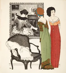 Zwei Empire-Kleider aus Les Robes de Paul Poiret, veröffentlicht 1908