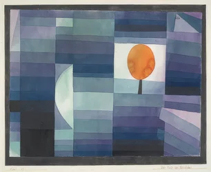 Der Bote des Herbstes (grün/violette Stufung mit orange Akzent). 1922