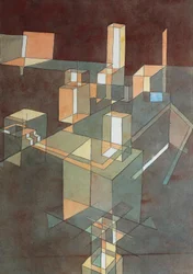 Italienische Stadt von Paul Klee (1879-1940), Aquarell auf Ingres-Papier, 34x23 cm
