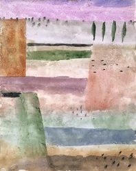 Landschaft mit Pappeln