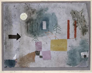 Vorbeigehen an roten Säulen