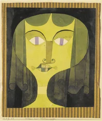 Porträt einer Frau mit violetten Augen, Aquarell von Paul Klee (1879-1940) - 1921 - Dim 22,1x19 cm Private Sammlung