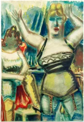 Frau mit erhobenen Armen