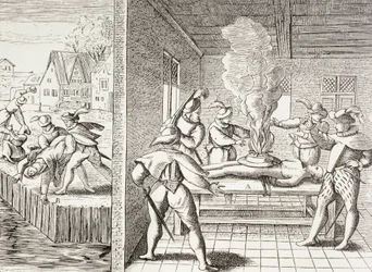 16. Jahrhundert Propaganda, die Gewalt der Gueux gegen die Katholiken darstellt