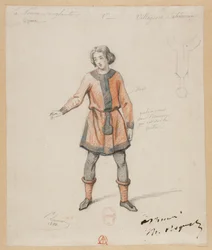 Gounod - Die blutige Nonne - Vier Kostümentwürfe von Paul Lormier - 1. Böhmischer Dorfbewohner