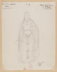 Gounod - Die blutige Nonne - Vier Kostümentwürfe von Paul Lormier - 4. Agnès, Tochter des Barons von Moldaw