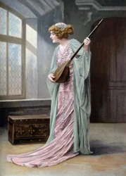 Opernsängerin Marguerite Carre (1880-1947) als Orlanda in der Oper "La reine fiammette" in Paris, Foto von Paul Nadar aus der französischen Zeitung "Le Theatre" vom 11. Oktober