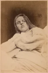 Hysterische Epilepsie, Halluzinationen, Verachtung, Tafel XXXI aus „Fotografische Ikonografie der Salpêtrière“ von Bourneville und P. Regnard, Paris, 1876