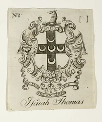 Exlibris für Isaiah Thomas (1749-1831), um 1765-1770