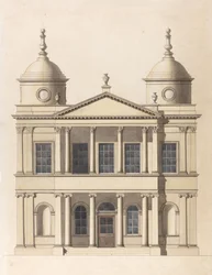 Entwurf für eine Kirche. Ansicht der Westfassade