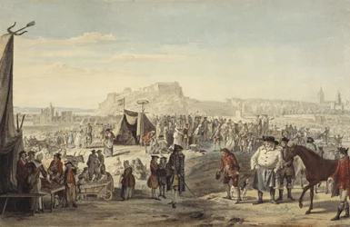 Pferdemarkt auf Bruntsfield Links, Edinburgh