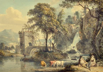 Landschaft mit Wasserfall