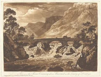 Pont-y-Pair über den Fluss Conway oberhalb von Llanrwst im County Denbigh
