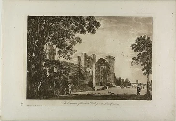 Der Eingang von Warwick Castle vom unteren Hof, Tafel 2