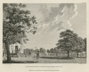 Blick auf das Lager im Hyde Park vom Zelt des Marschalls Sax