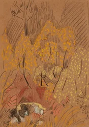 Herbstlandschaft am schwarzen und weißen Felsen, Pont Aven