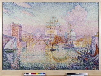 Einfahrt in den Hafen von Marseille. Gemälde von Paul Signac (1895-1935)