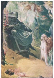 Fünf Faden tief liegt dein Vater: Aus seinen Knochen sind Korallen gemacht, Illustration aus Der Sturm, 1908