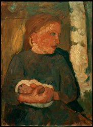 Mädchen mit Kaninchen im Arm