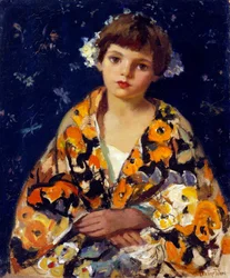 Ein Mädchen im Kimono