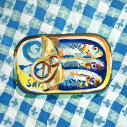 Sardinen auf Blauem Schachbrett