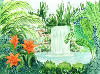 Tropischer Wasserfall-Oase