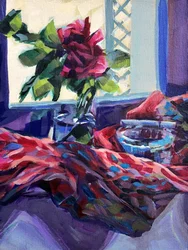 Lebendiges Rosenfenster Stillleben