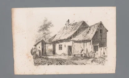 Ansicht einer Straße mit Häusern (Serie: Beginselen van landschappen)