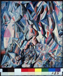Triumph über die Ewigkeit. Gemälde von Pavel Nikolayevich Filonov (1883-1941), Öl auf Holz