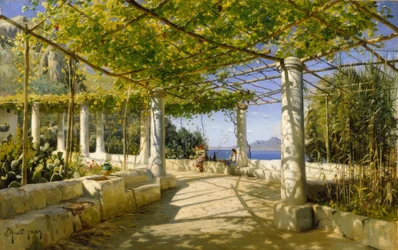 Pergola auf Capri mit Blick auf den Vesuv
