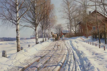 Sonniger Wintertag in Vestanvik bei Leksand, Dalarna
