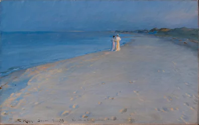 Sommerabend am Südstrand von Skagen. Anna Ancher und Marie Krøyer