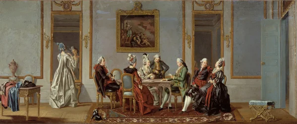 Gustavianischer Stil Innenraum mit Kartenspielern