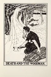 Der Tod und der Holzfäller, aus Fontaine Fabeln, veröffentlicht 1905 (Gravur)